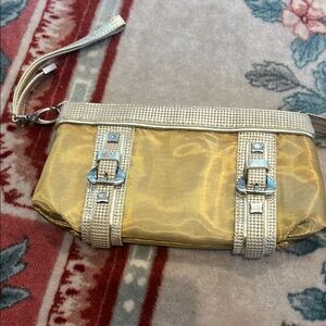 Francesco Biasia Gold and Silver Clutch with Metallic Accents